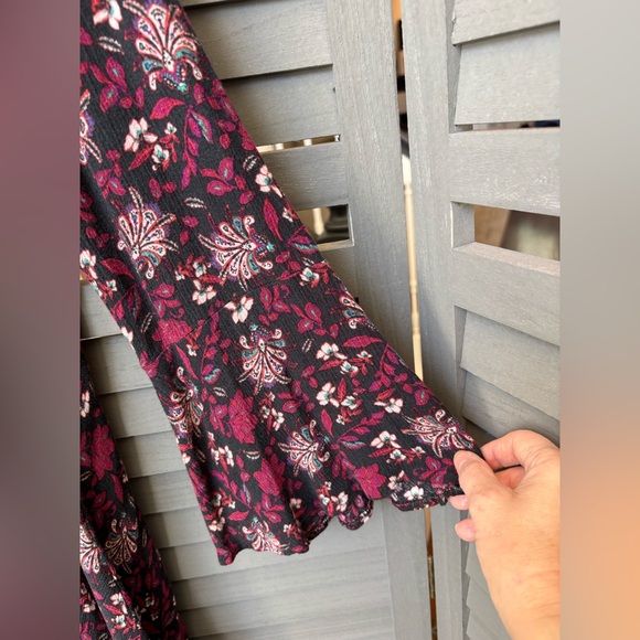 American Eagle Outfitters Floral Long Sleeve Dress - Black and Pink - Picture 4 of 7